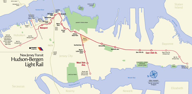 Map of Hudson-Bergen Light Rail System